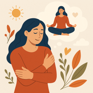 “Manos abiertas sobre el pecho en gesto de ternura, reflejando compasión y conexión interior